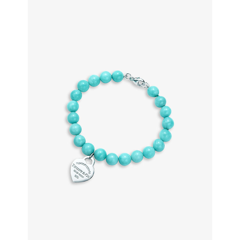 Womens Silver Return To Tiffany™ Heart Tag Sterling-silver and Amazonite Bead Bracelet