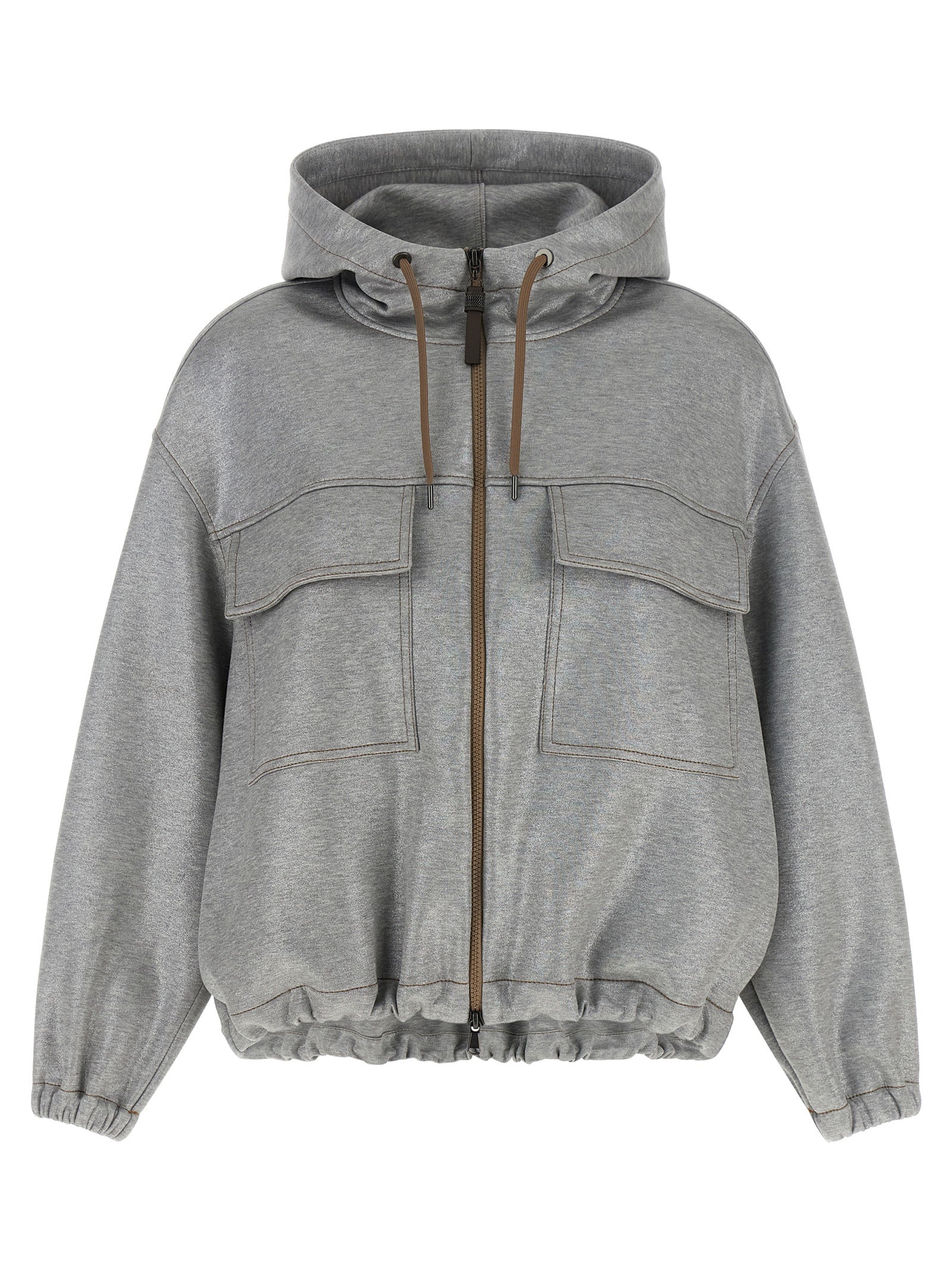 Cotton Blend Bomber Jacket — Silver