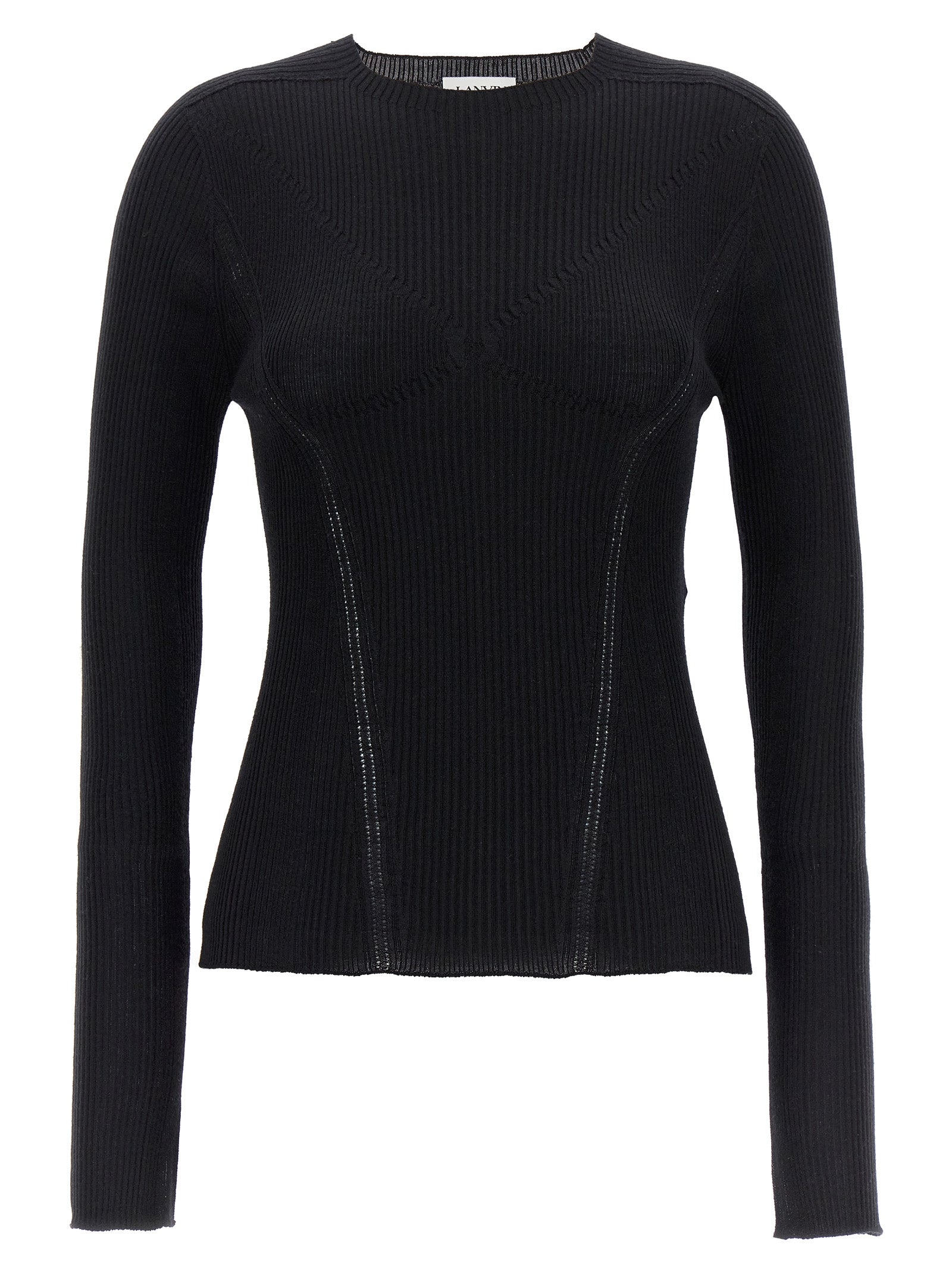 Ribbed Cashmere Blend Sweater — Black