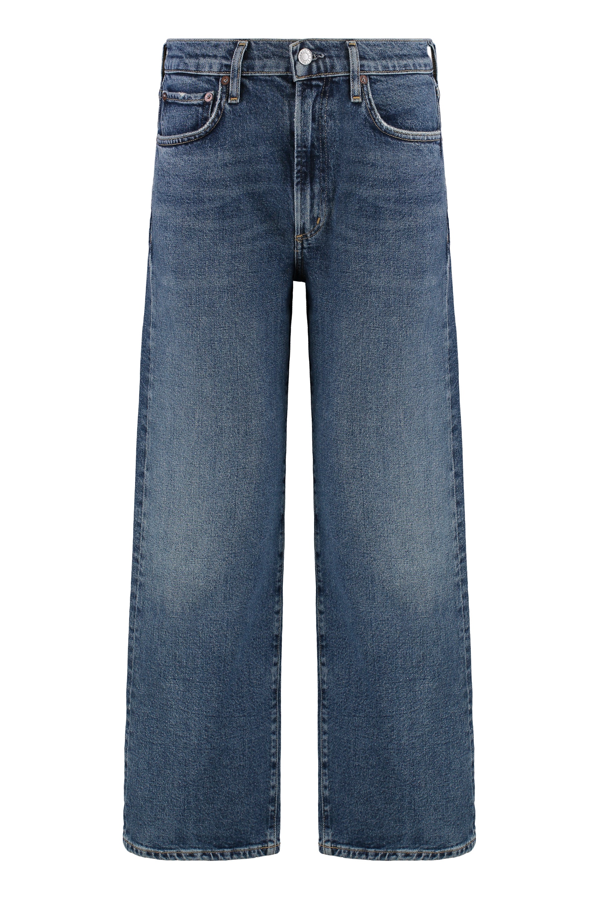 Enroll Cropped Jeans with Button & Rivet Detail