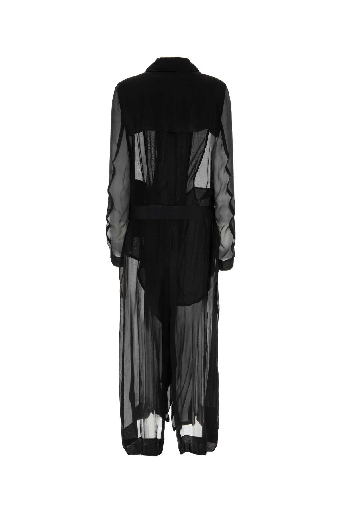 Ann Demeulemeester Black Crepe Georgine Trench Coat