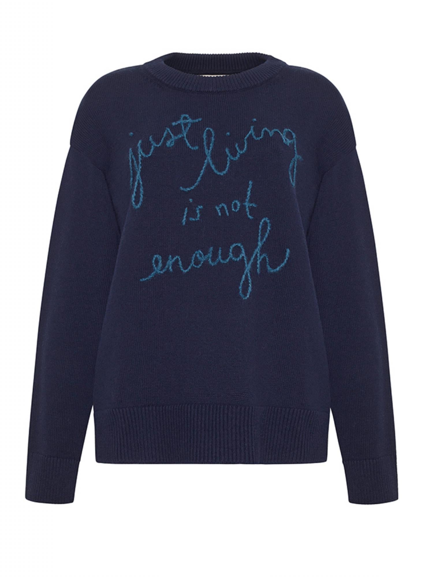Women's Just Living Is Not Enough Crewneck Sweater In Navy