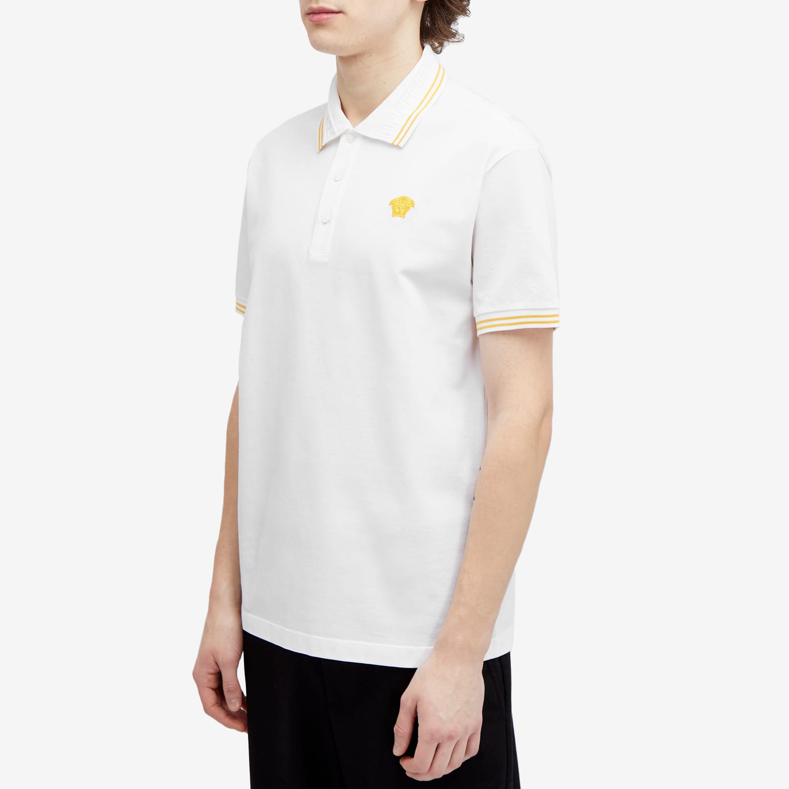 Men's Medusa Polo Shirt in White, Size Medium 