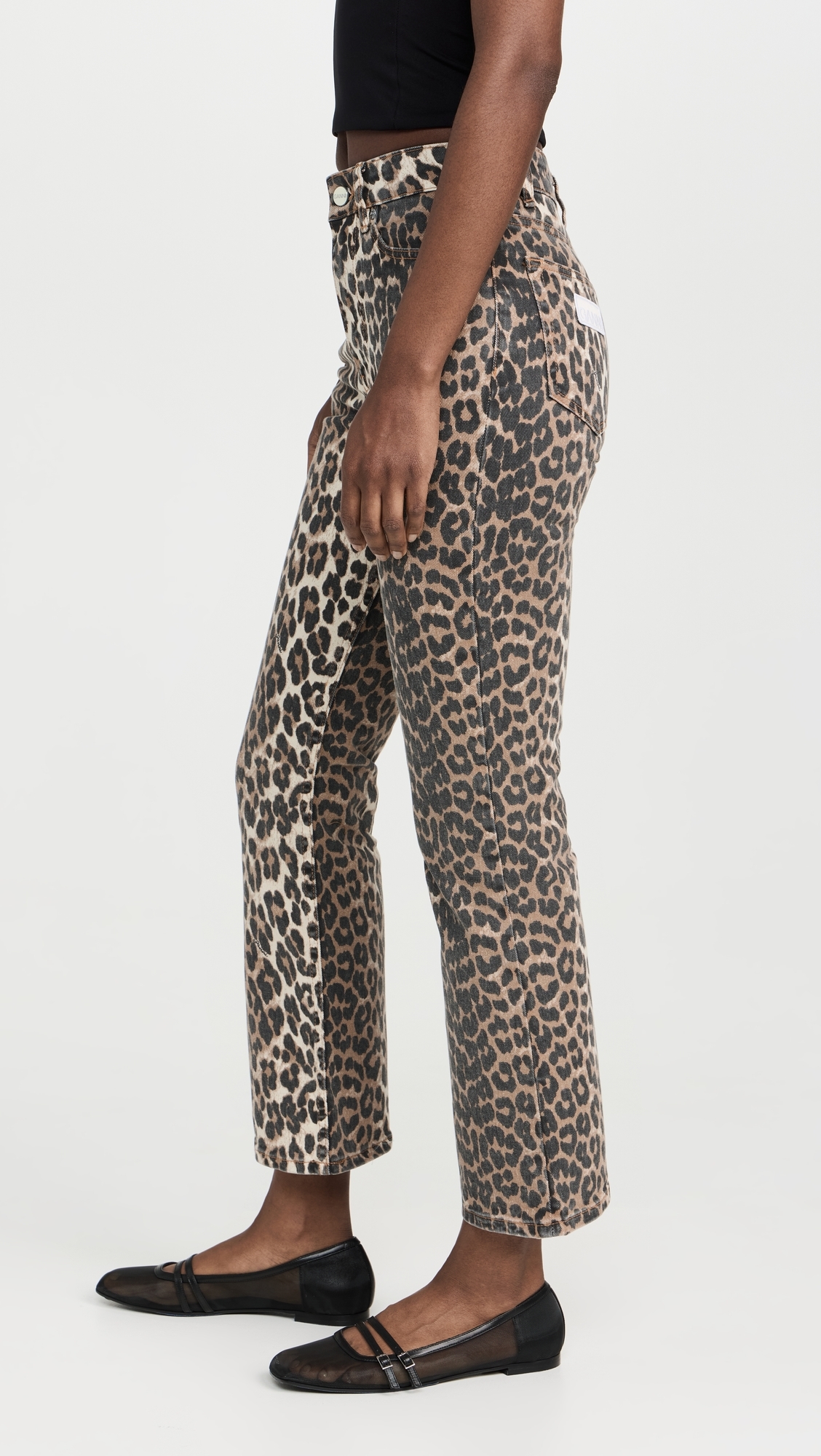 Print Denim Betzy Cropped Jeans Leopard