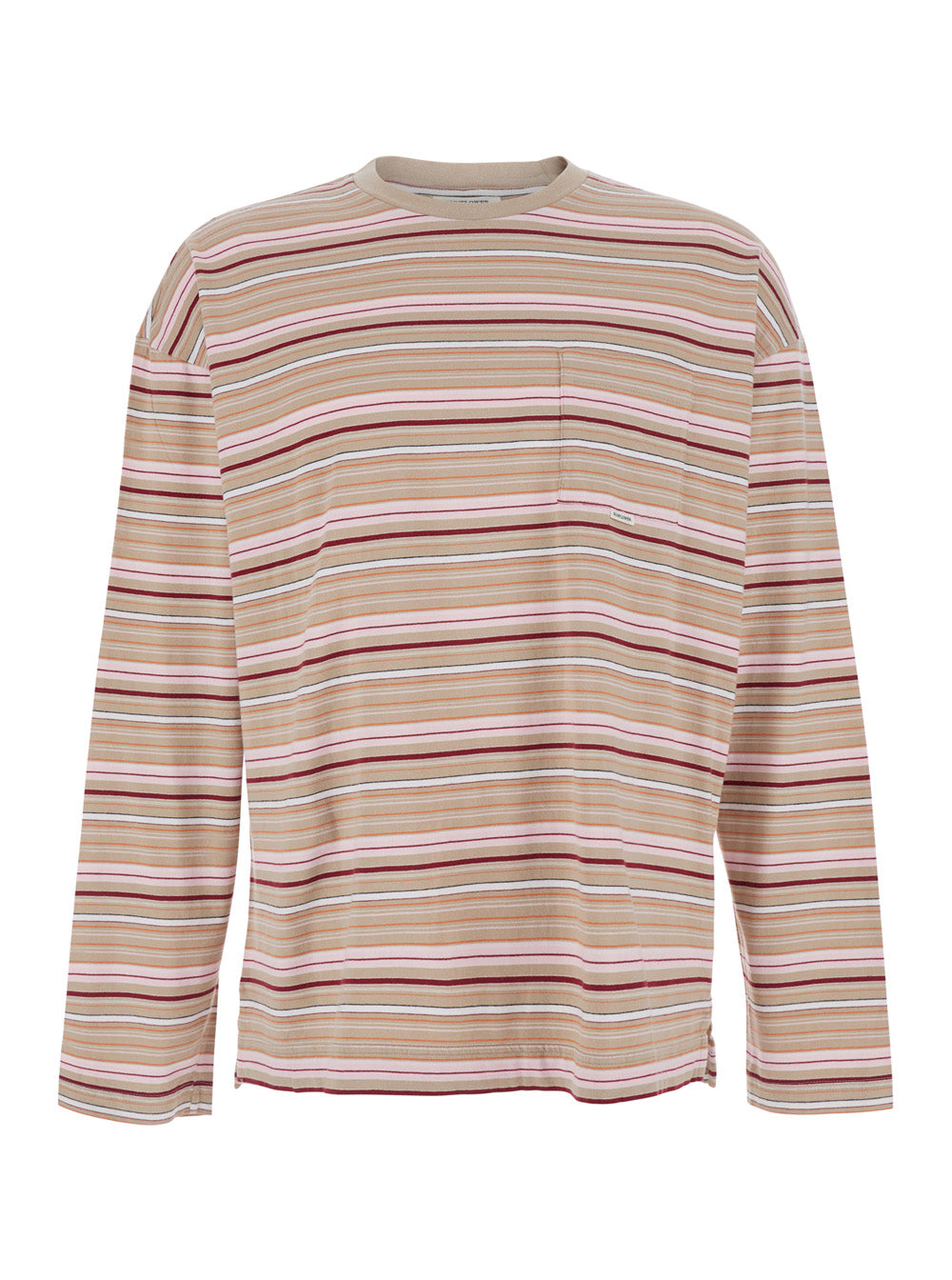Striped Long-Sleeve T-Shirt — Beige