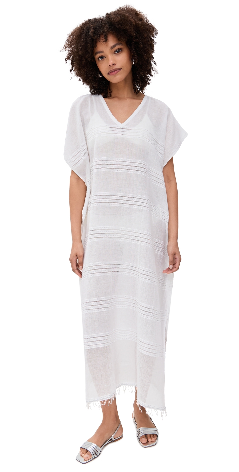 Lemlem Abira Classic Caftan White One Size