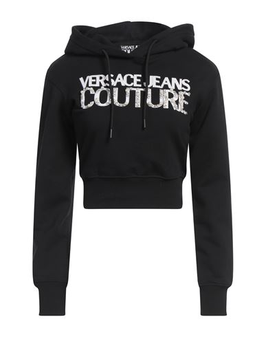 Woman Sweatshirt Black Size M Cotton, Elastane