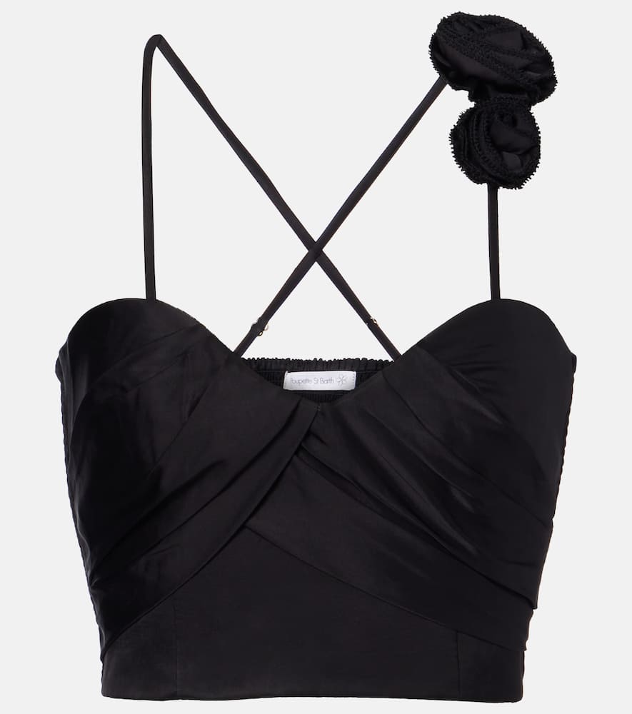 Palmire floral-appliqué crop top