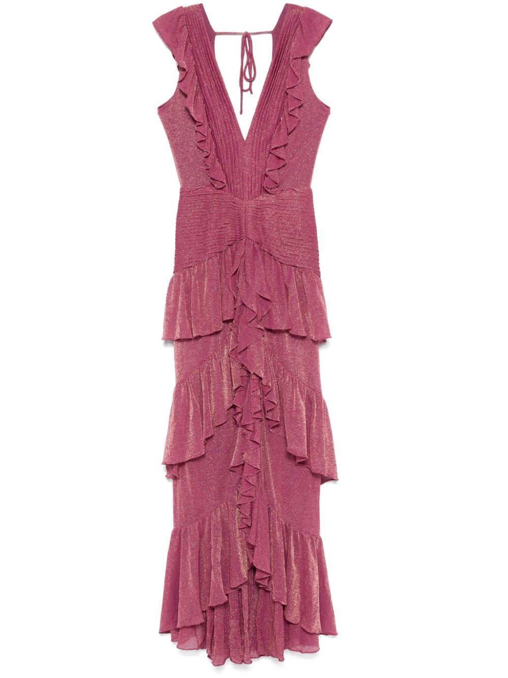Metallic ruffle maxi dress - Pink