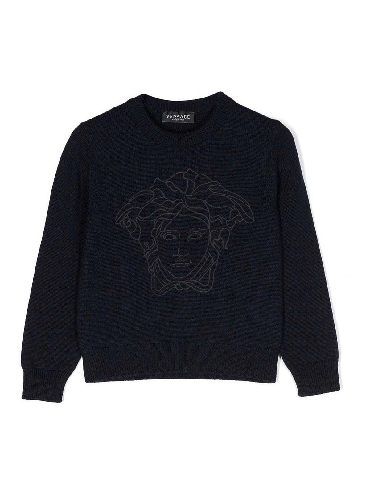Navy blue virgin wool boy versace jumper