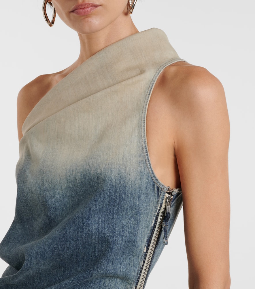 Athena one-shoulder denim midi dress
