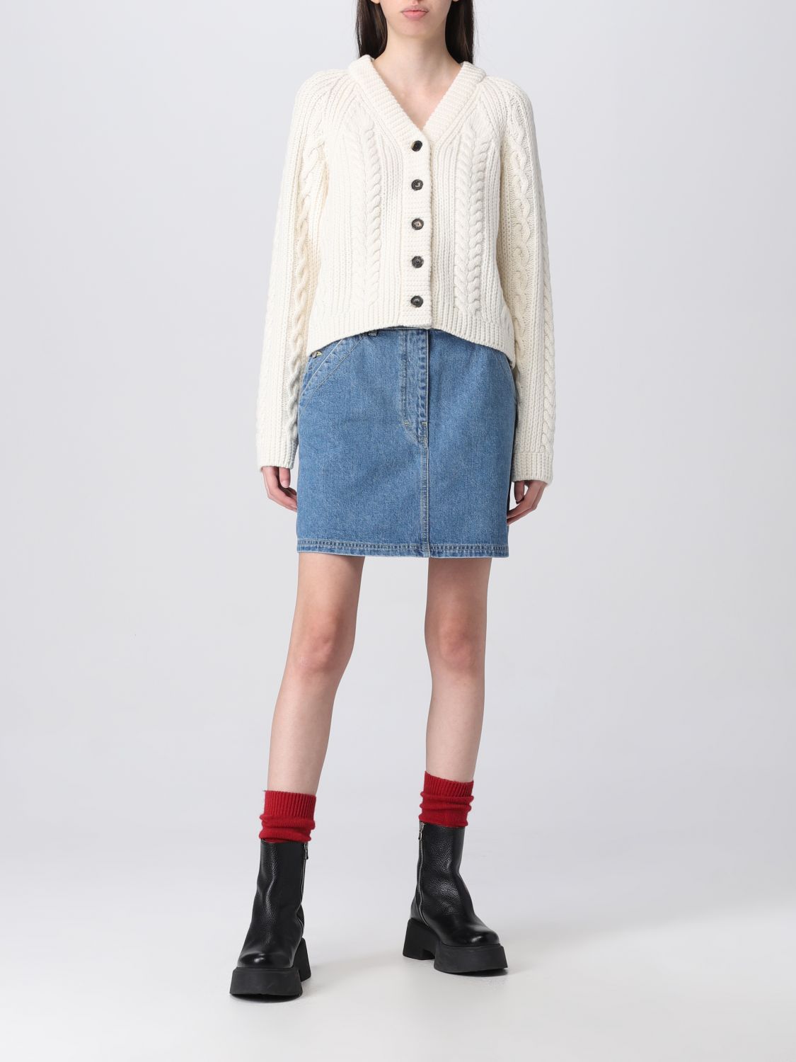 Cable-knit V-neck cardigan