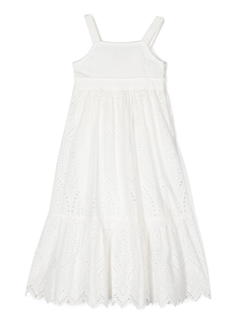 English embroidery-detail cotton dress - White