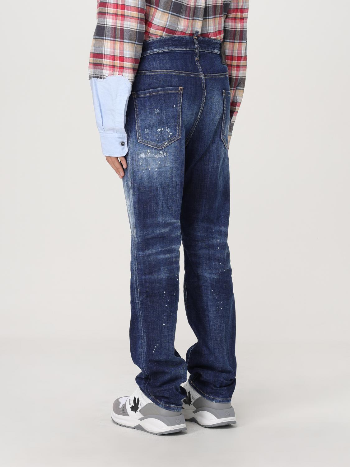 Distressed straight-leg jeans - Blue