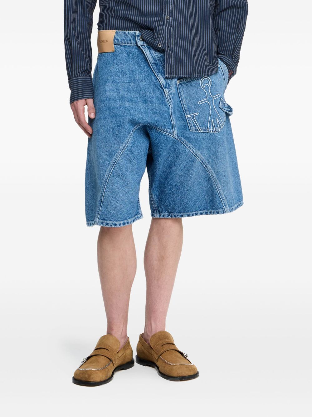 Twisted Workwear anchor-patch denim shorts - Blue