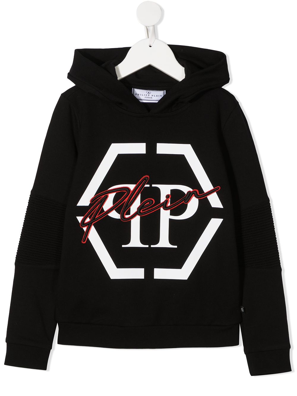 Hexagon logo-print hoodie - Black