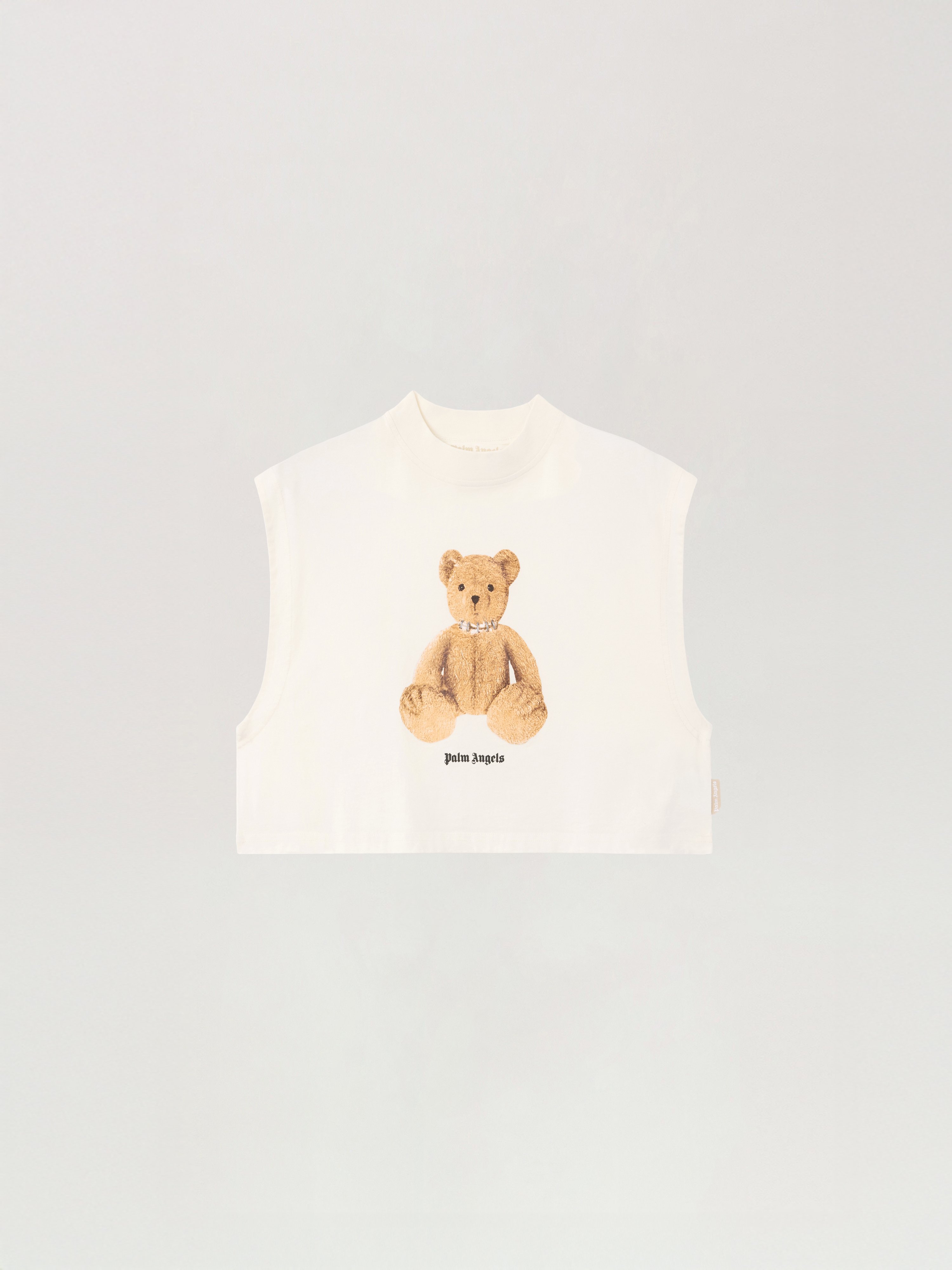 Bear Boxy Tank Top Woman  Off White Brown