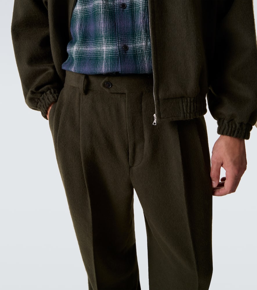 Camel hair flannel straight pants