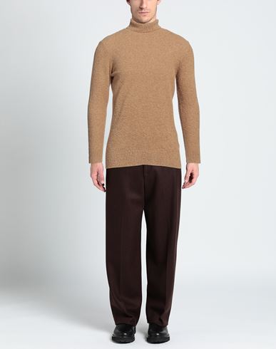 Man Turtleneck Camel Size 40 Cotton, Polyamide, Elastane