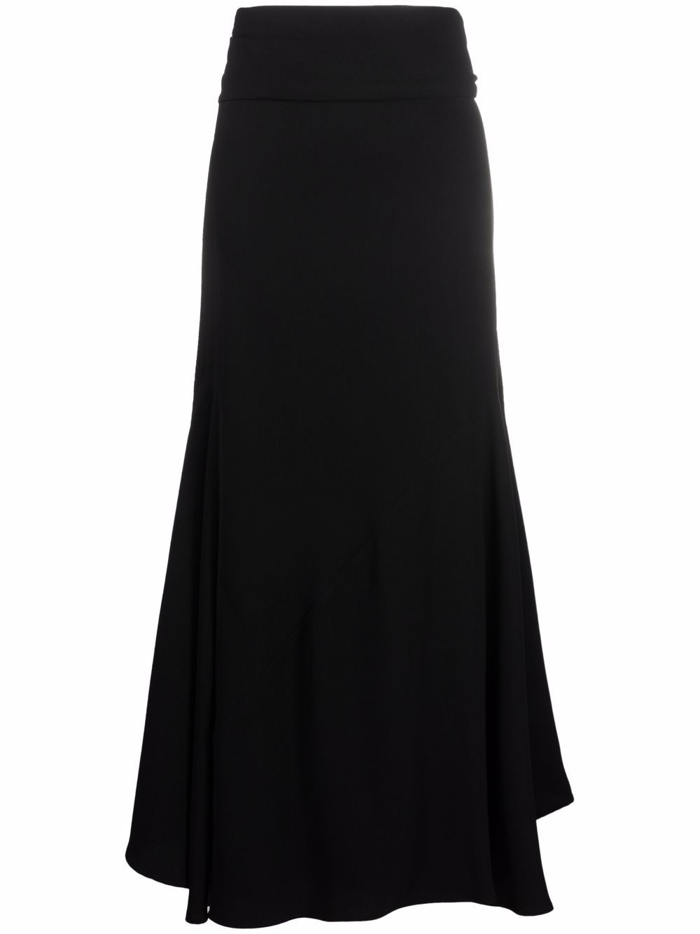 High-waisted ruched maxi skirt - Black