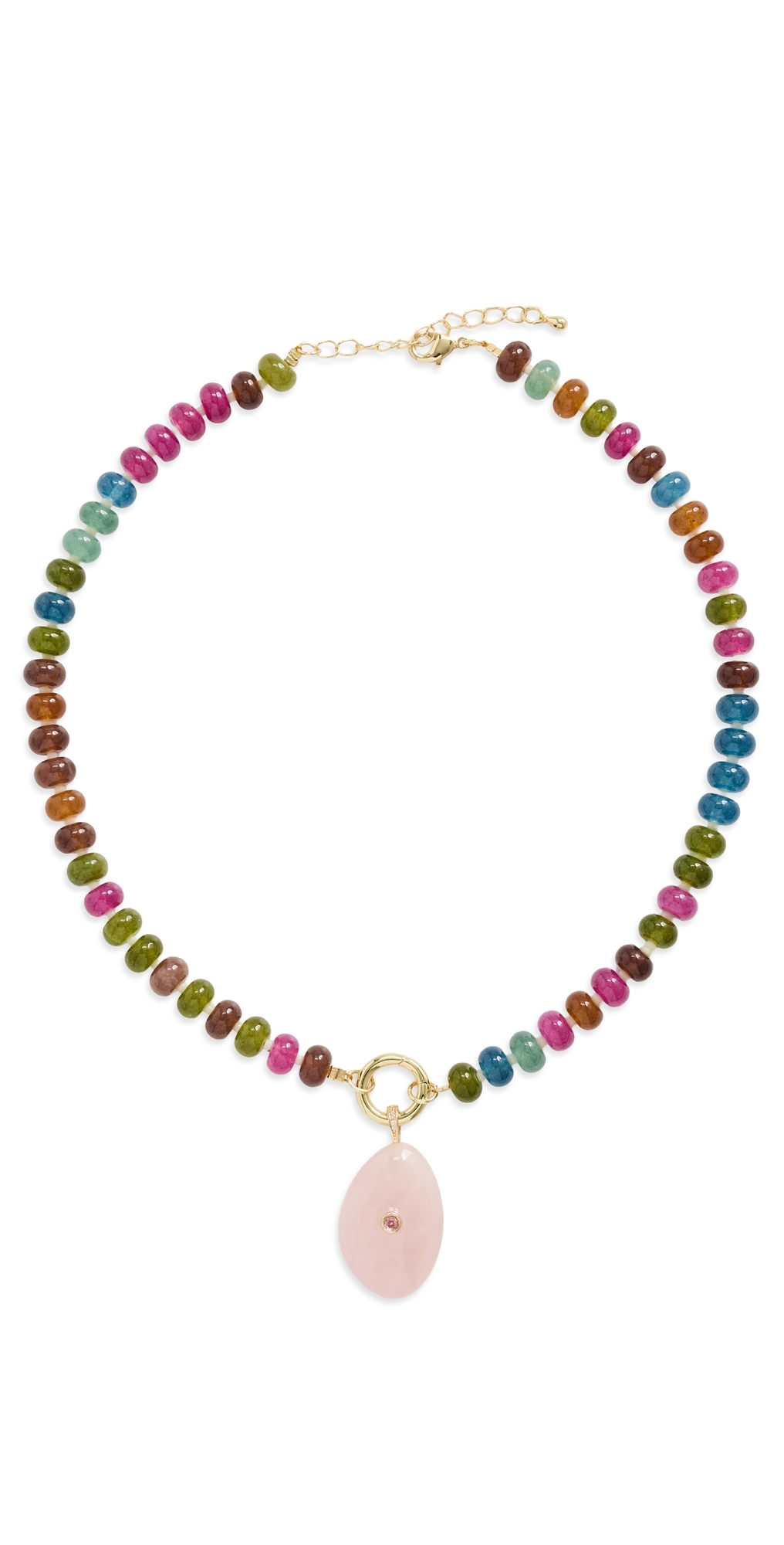 Beaded Natural Stone Drop Necklace Multicolor One Size