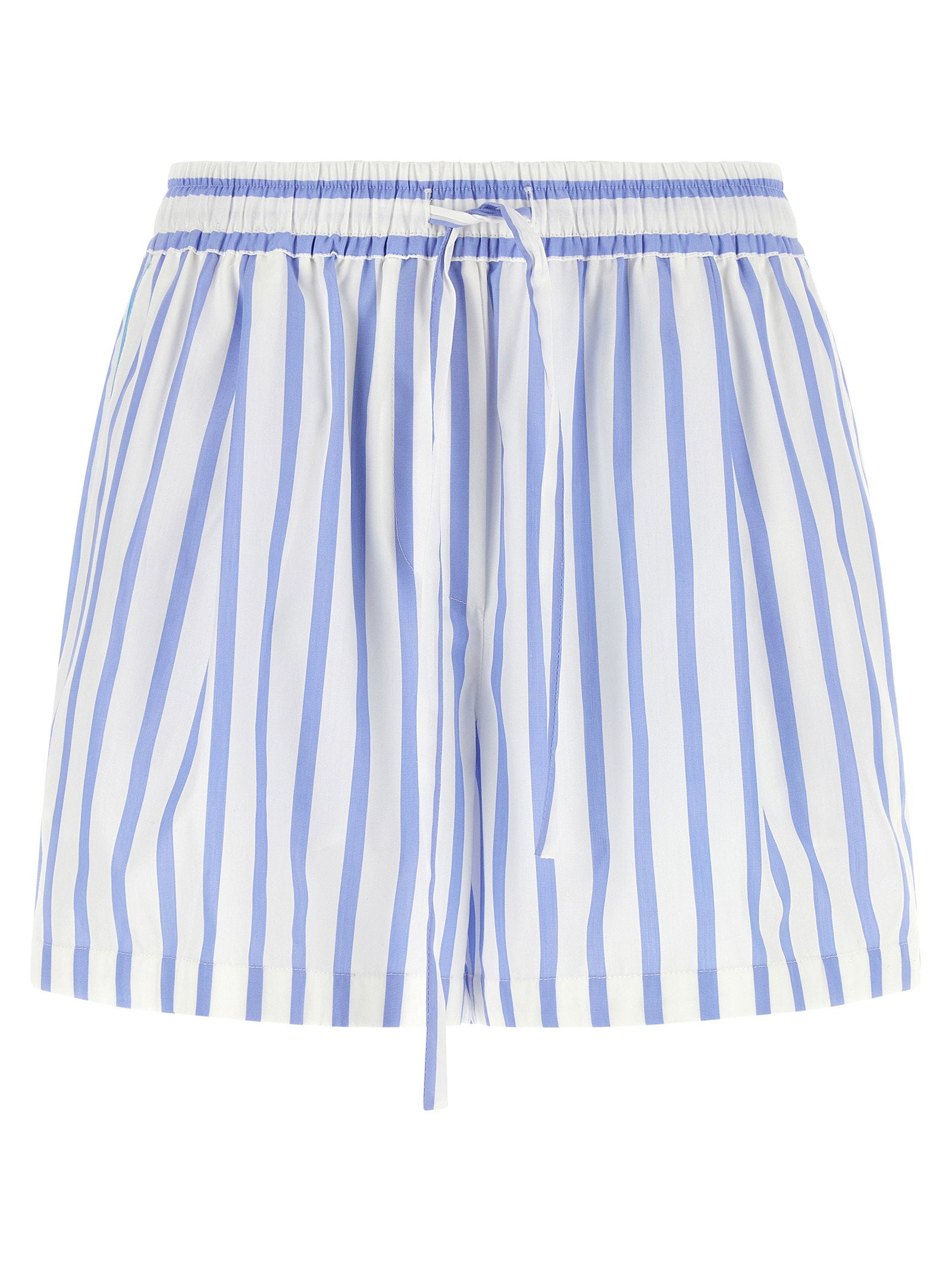 Striped Poplin Bermuda Shorts — blue