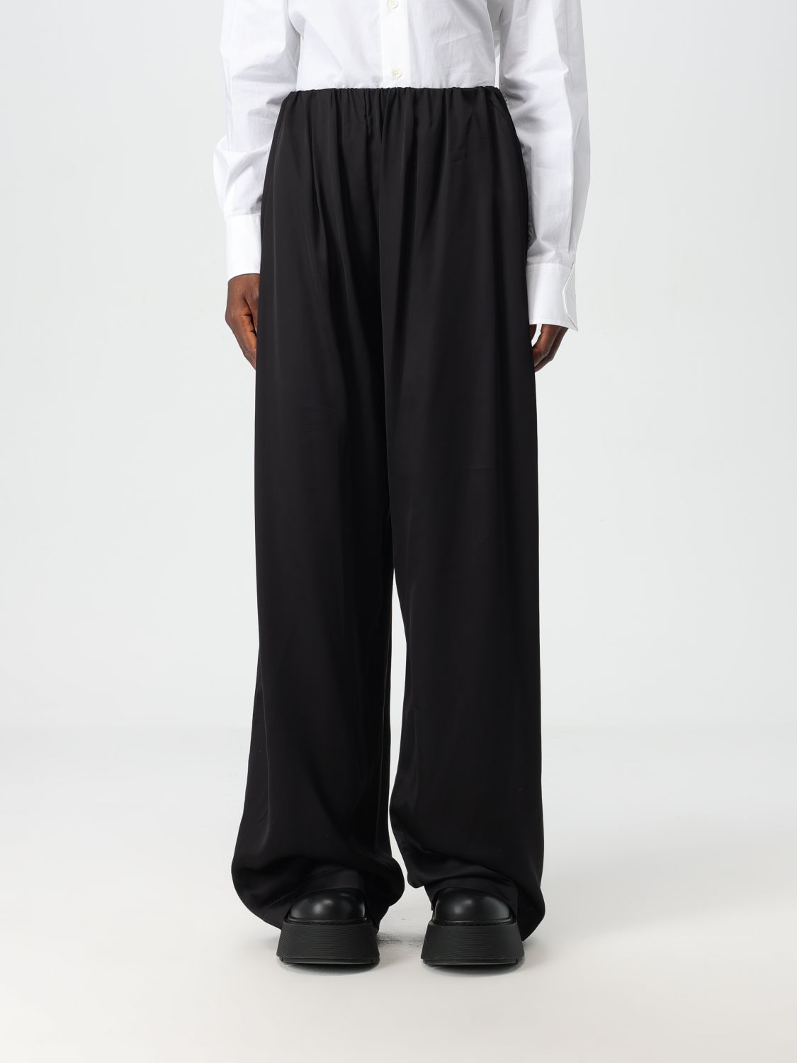 Pleated high-waist trousers - Black
