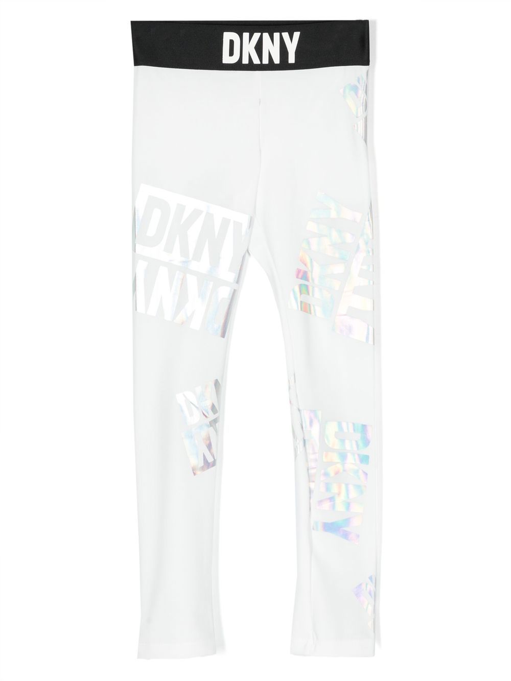 Iridescent logo-print leggings - White