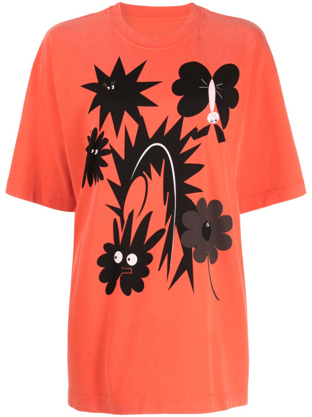 Graphic-print cotton T-shirt - Orange