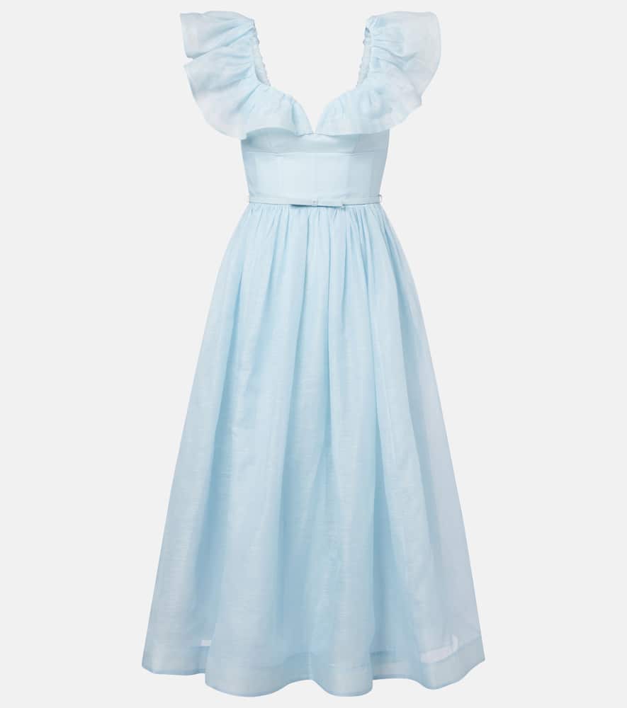 Dawning linen and silk midi dress