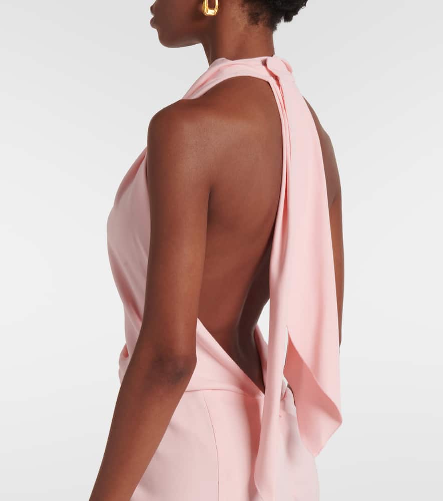 Scarf-detail open-back crêpe midi dress