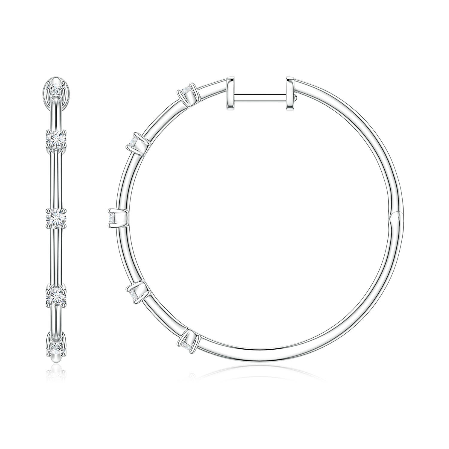 Angara 0.35 CTW Round Diamond Five-Stone Station Hoop Earrings in Silver