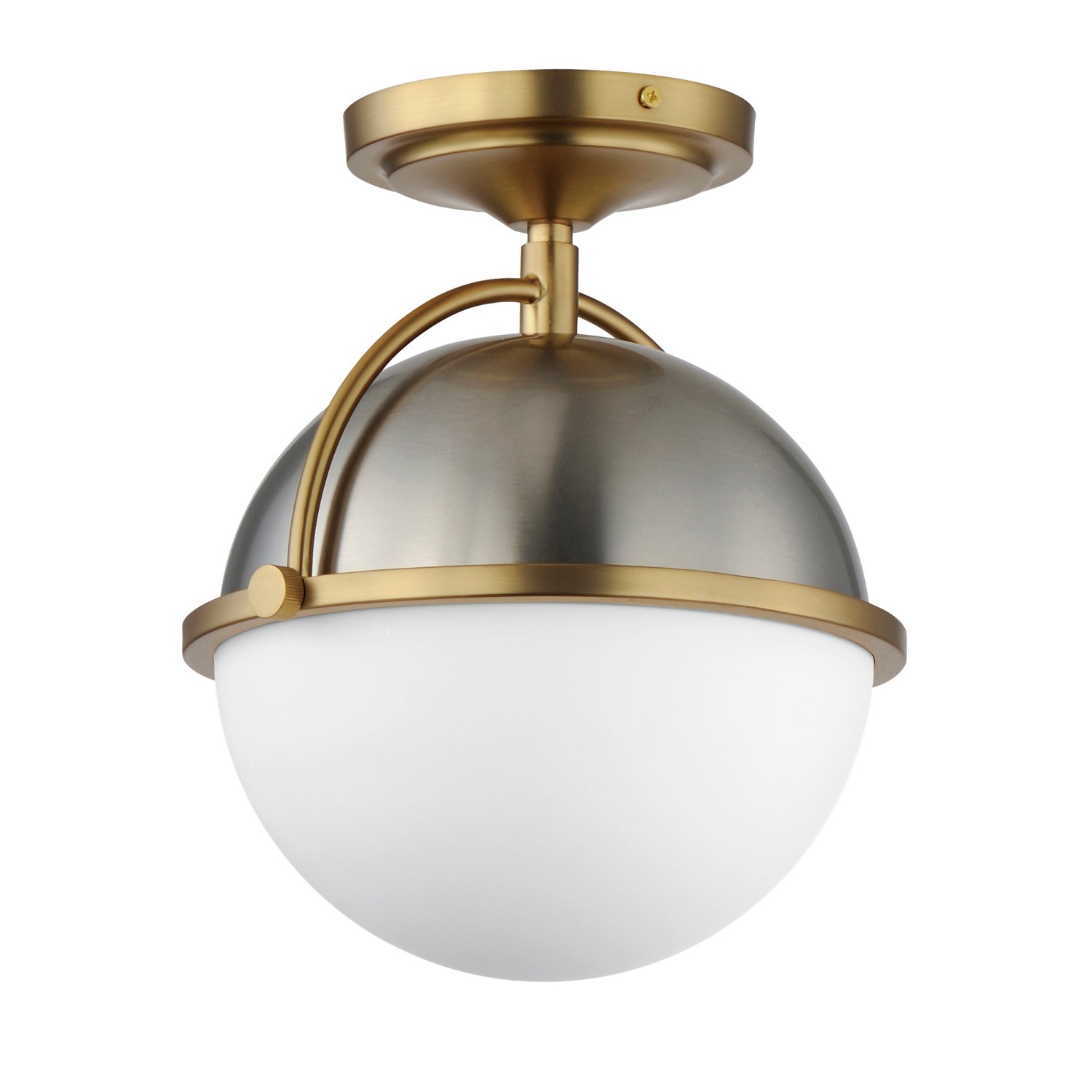 Duke 1-Light Semi-Flush Mount in Satin Nickel with Satin Bra