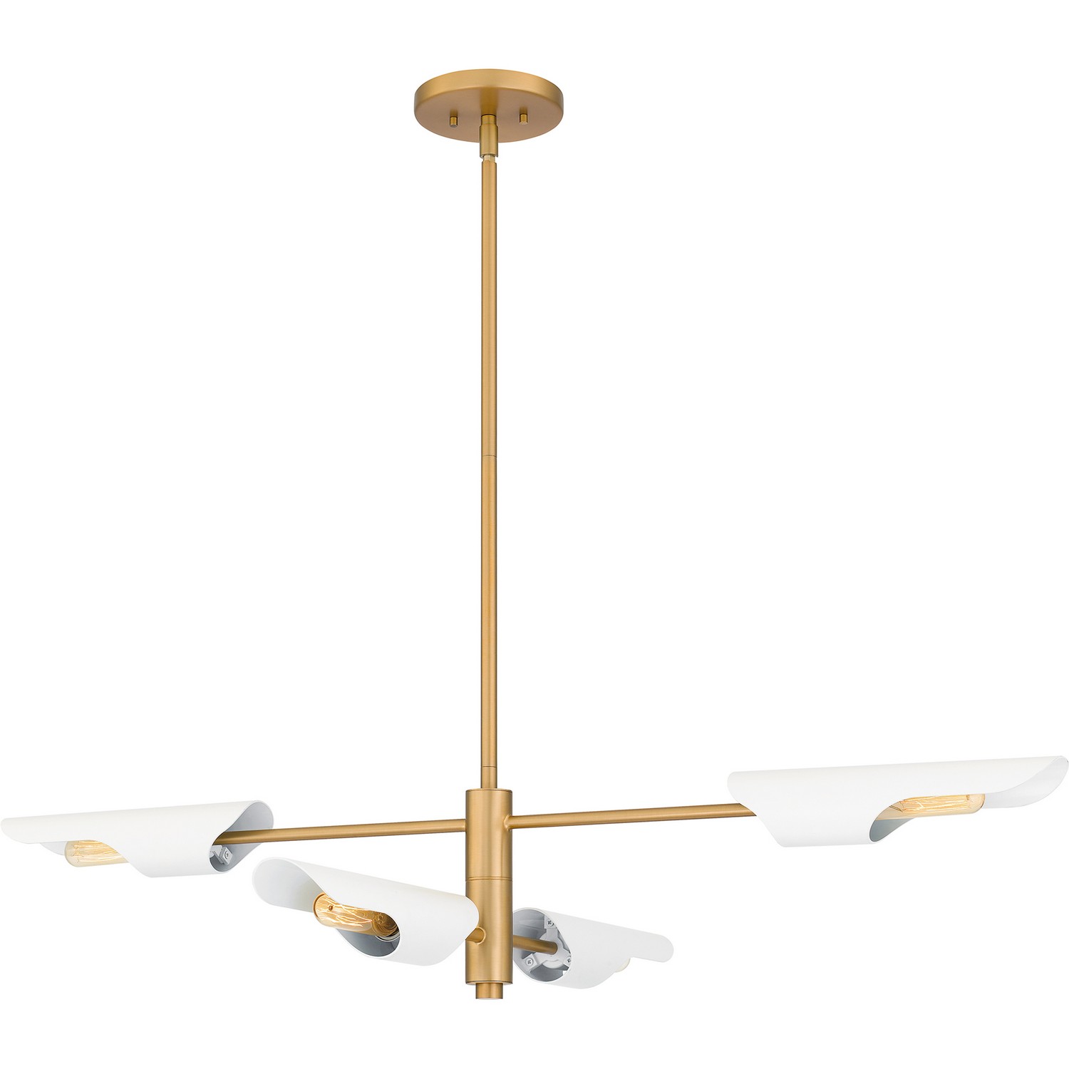 Brushed Weathered Brass Four Light Linear Chandelier from the Leoni Collection
