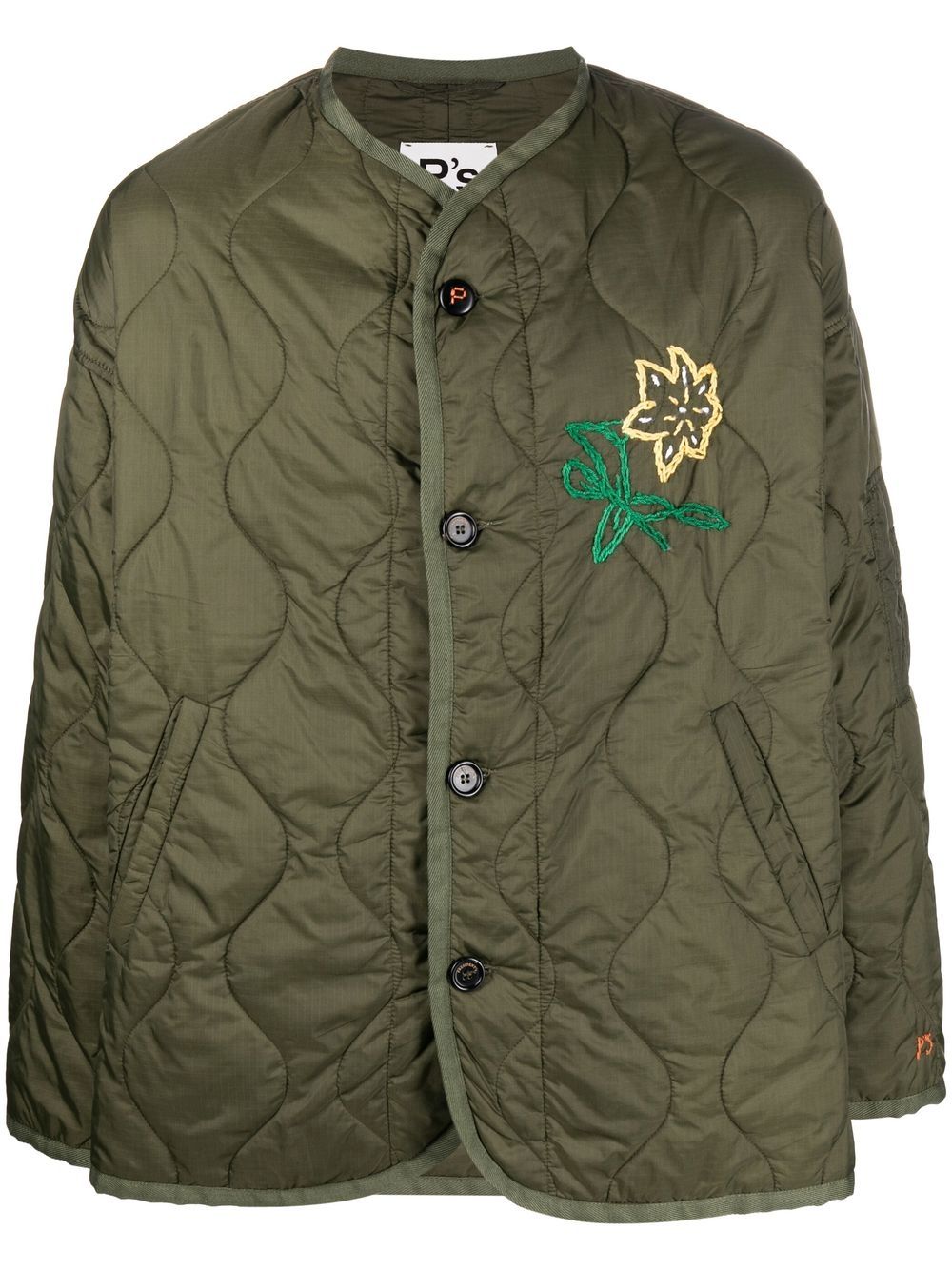 Embroidered quilted jacket - Green