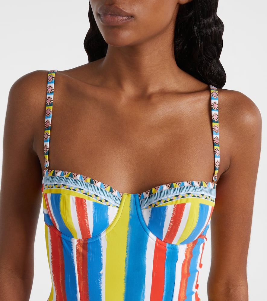 Cutout striped swimsuit