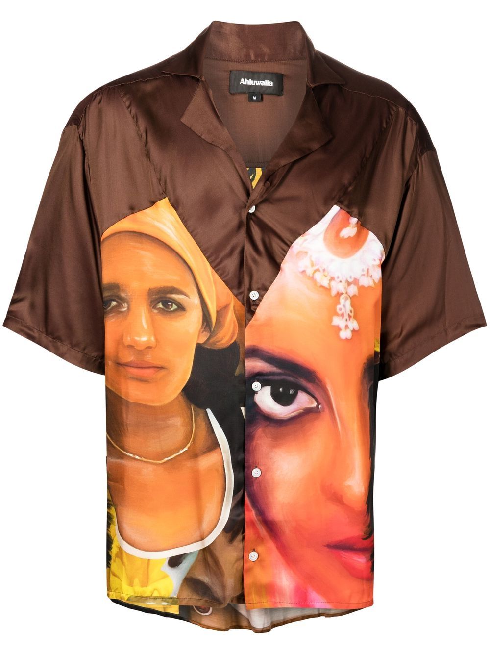 Graphic-print short-sleeved shirt - Brown