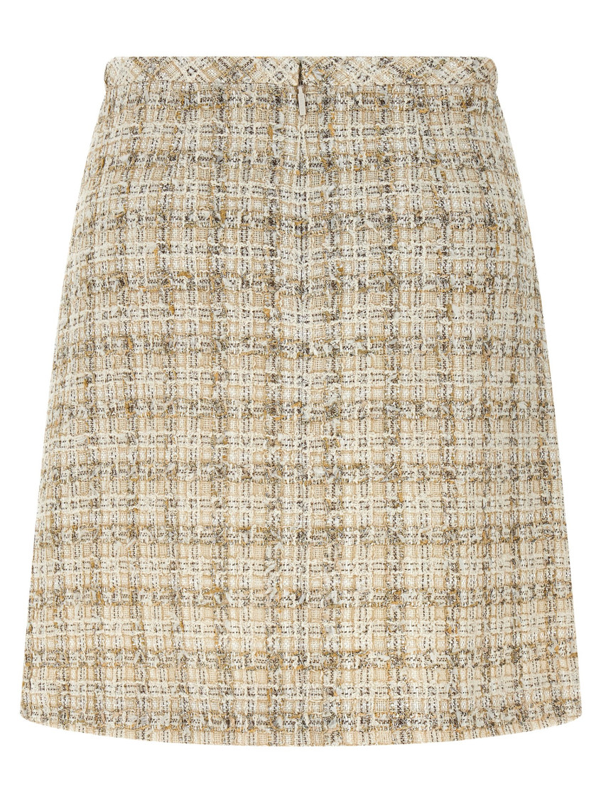 Beige Skirt With Medusa Head Hook In Tweed Woman