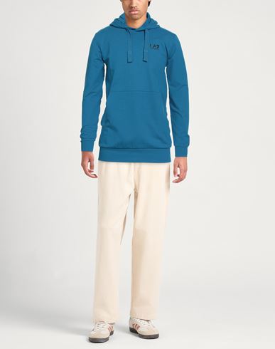 Man Sweatshirt Azure Size M Cotton, Elastane