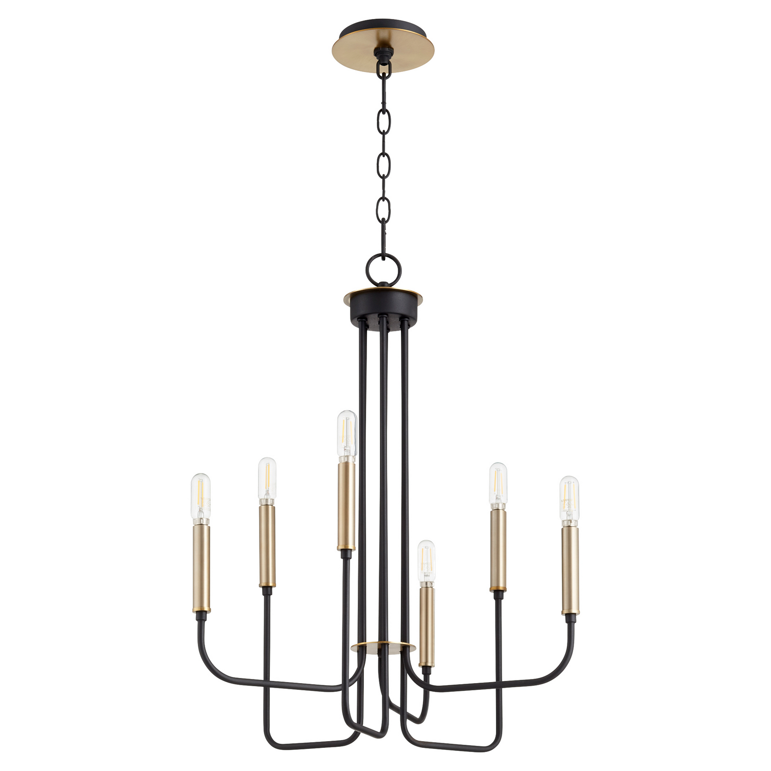 Hope 6-Light Chandelier in Textured Black w with Aged Bra