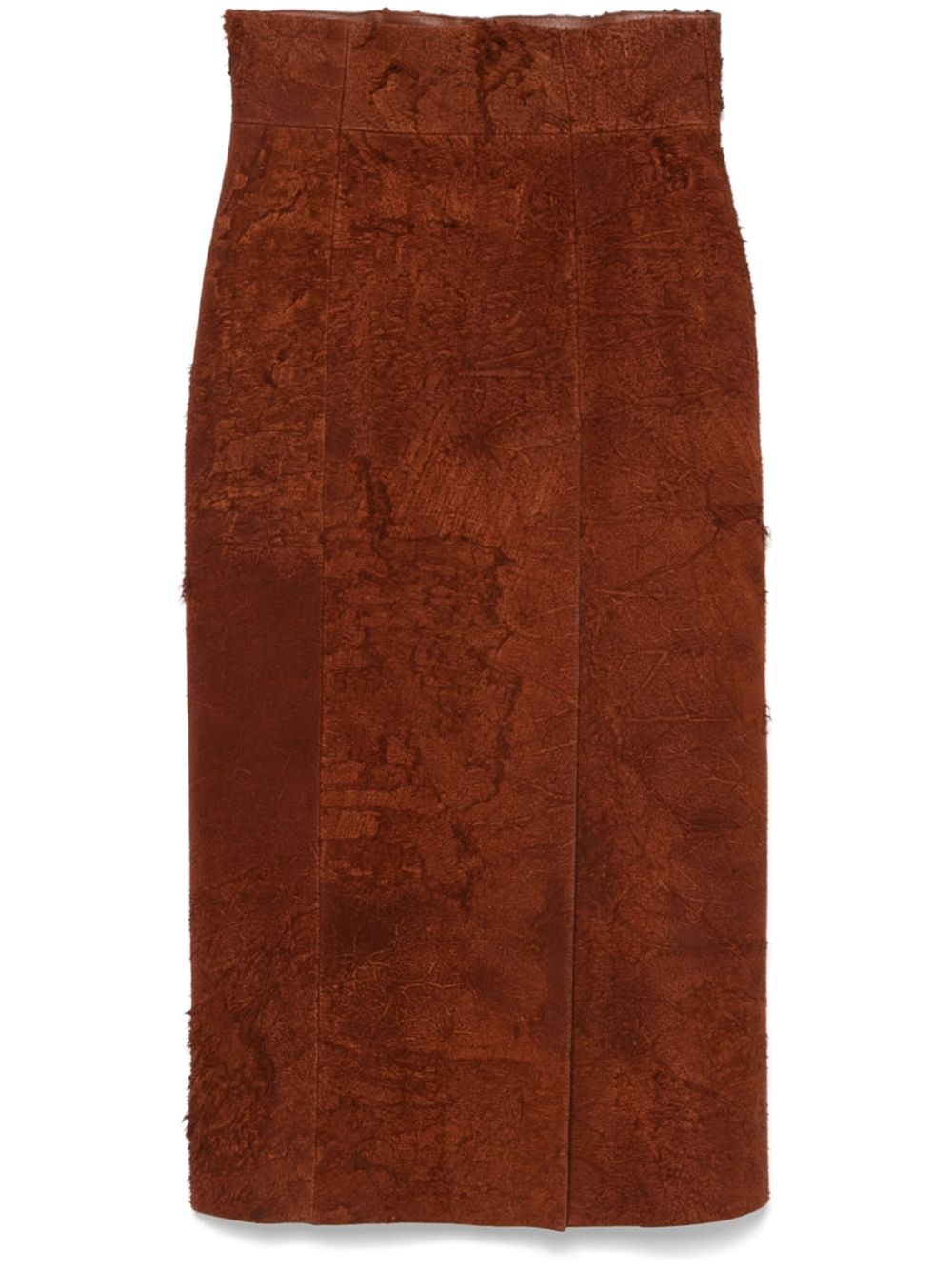 Suede midi skirt - Brown