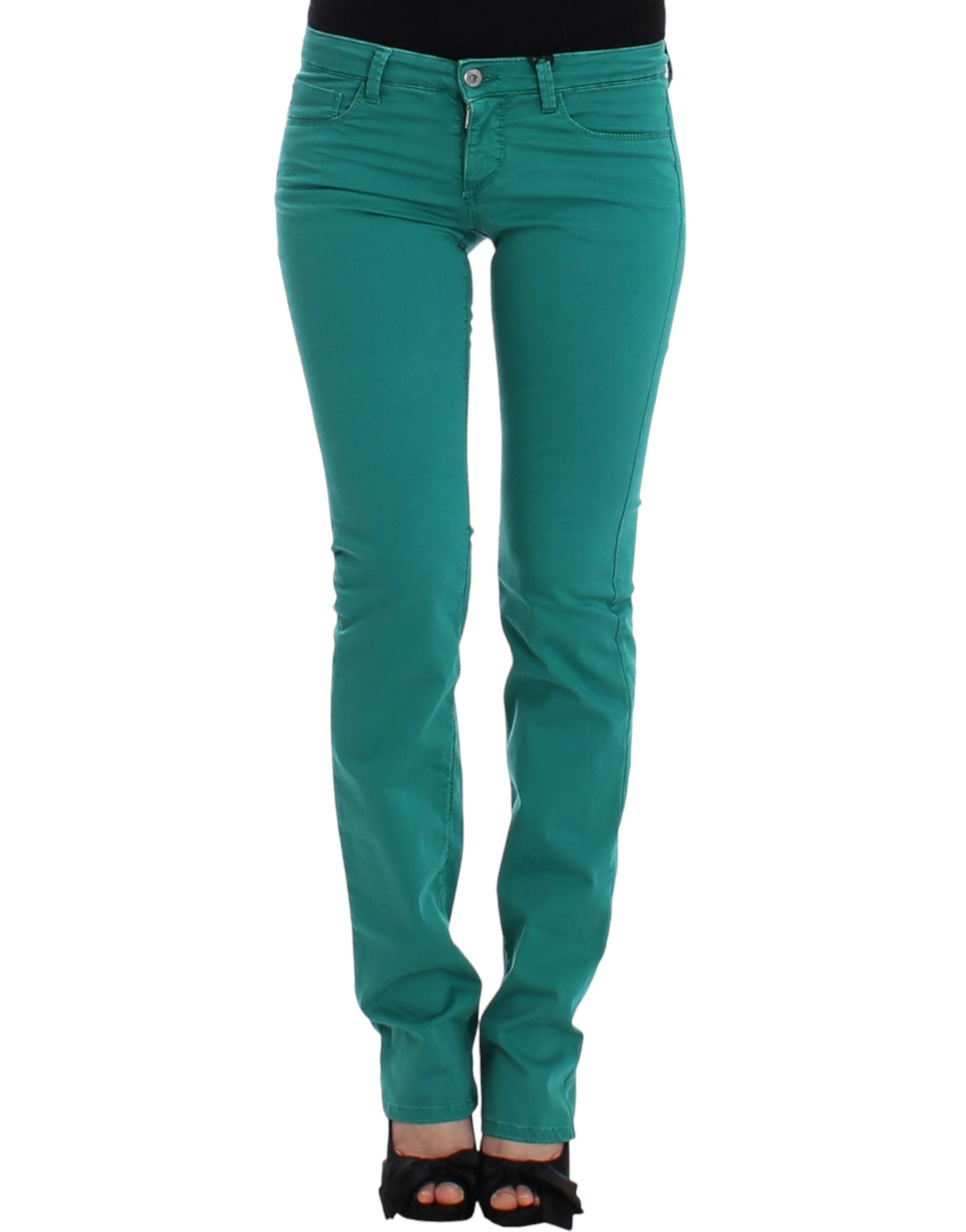 Straight Leg Cotton Jeans — Green