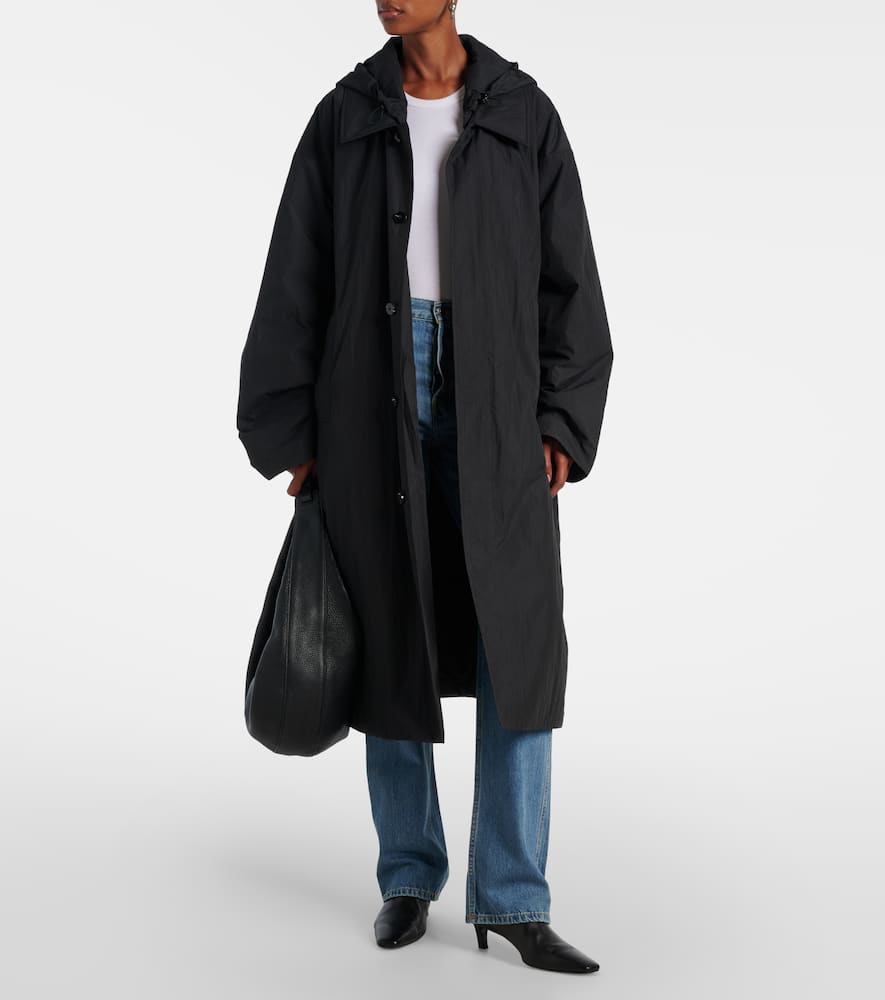 Hooded cotton-blend coat