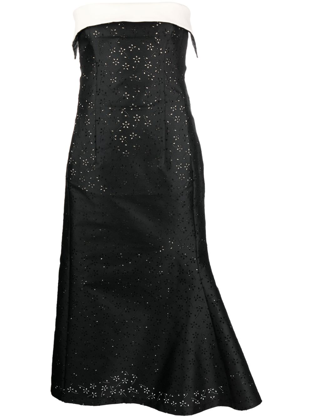 Pointelle knit midi dress - Black