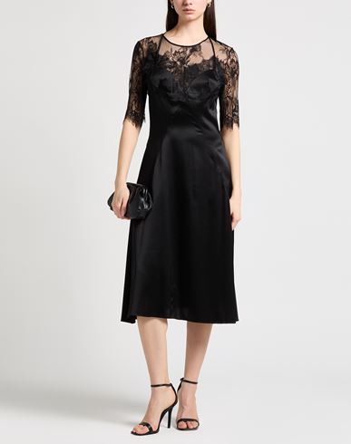 Woman Midi dress Black Size 4 Silk, Elastane