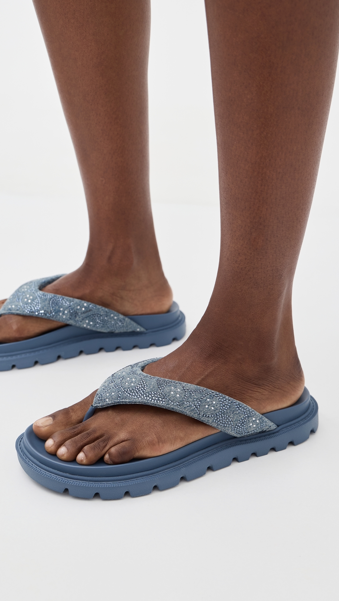 Brynn Thong Sandals Denim Crystals