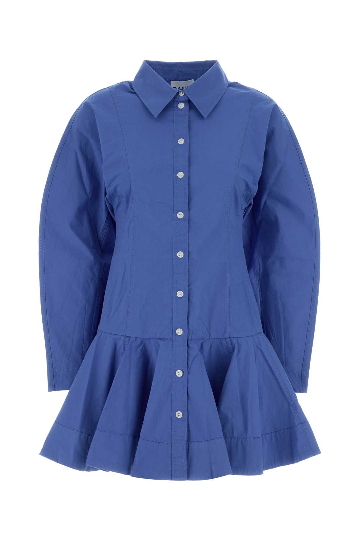 Cotton Shirt Dress — Blue