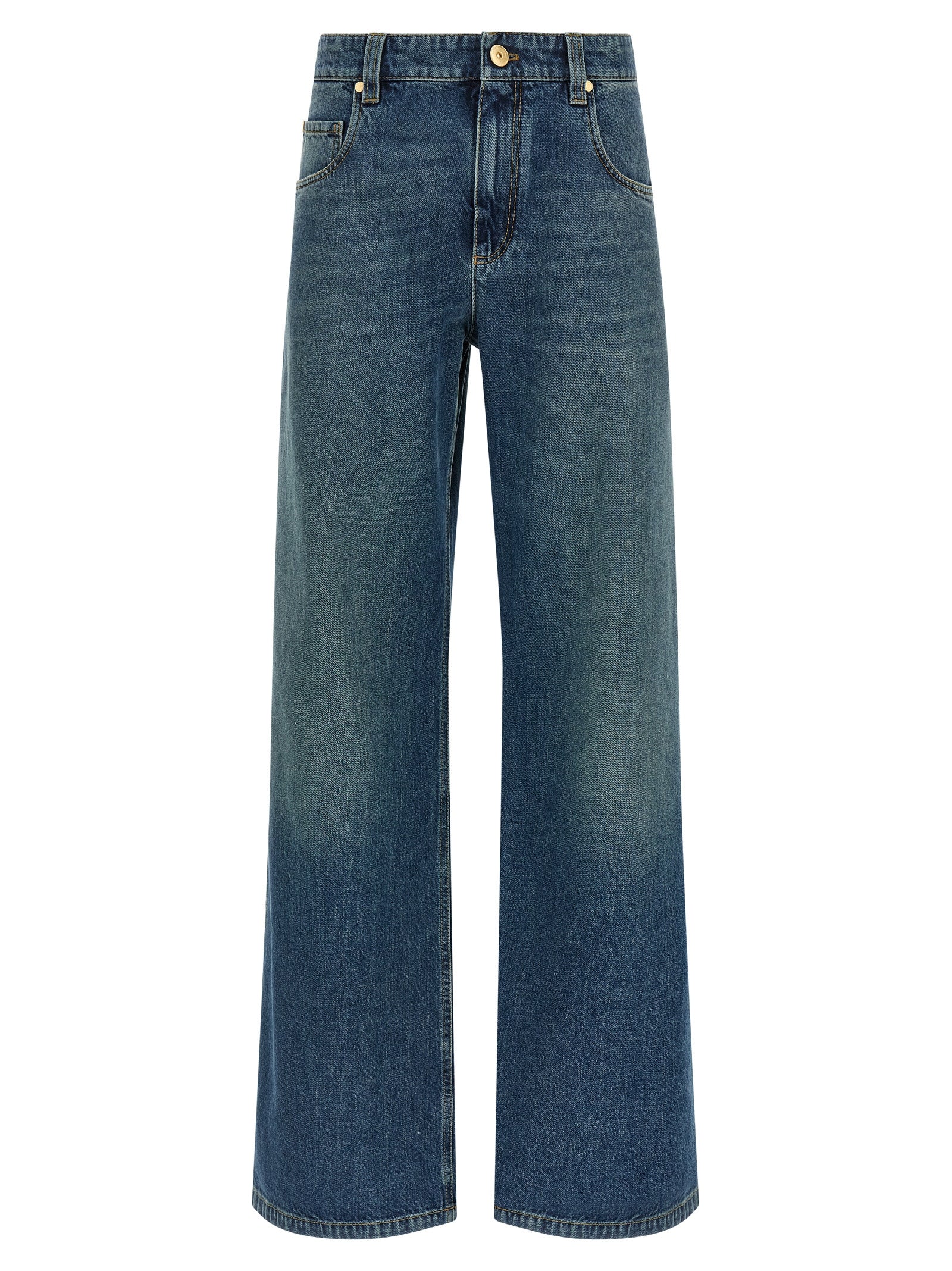 Stonewashed Cotton Jeans — Blue