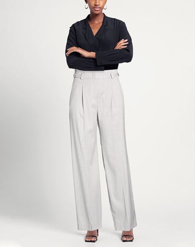 Woman Pants Light grey Size 12 Virgin Wool, Elastane