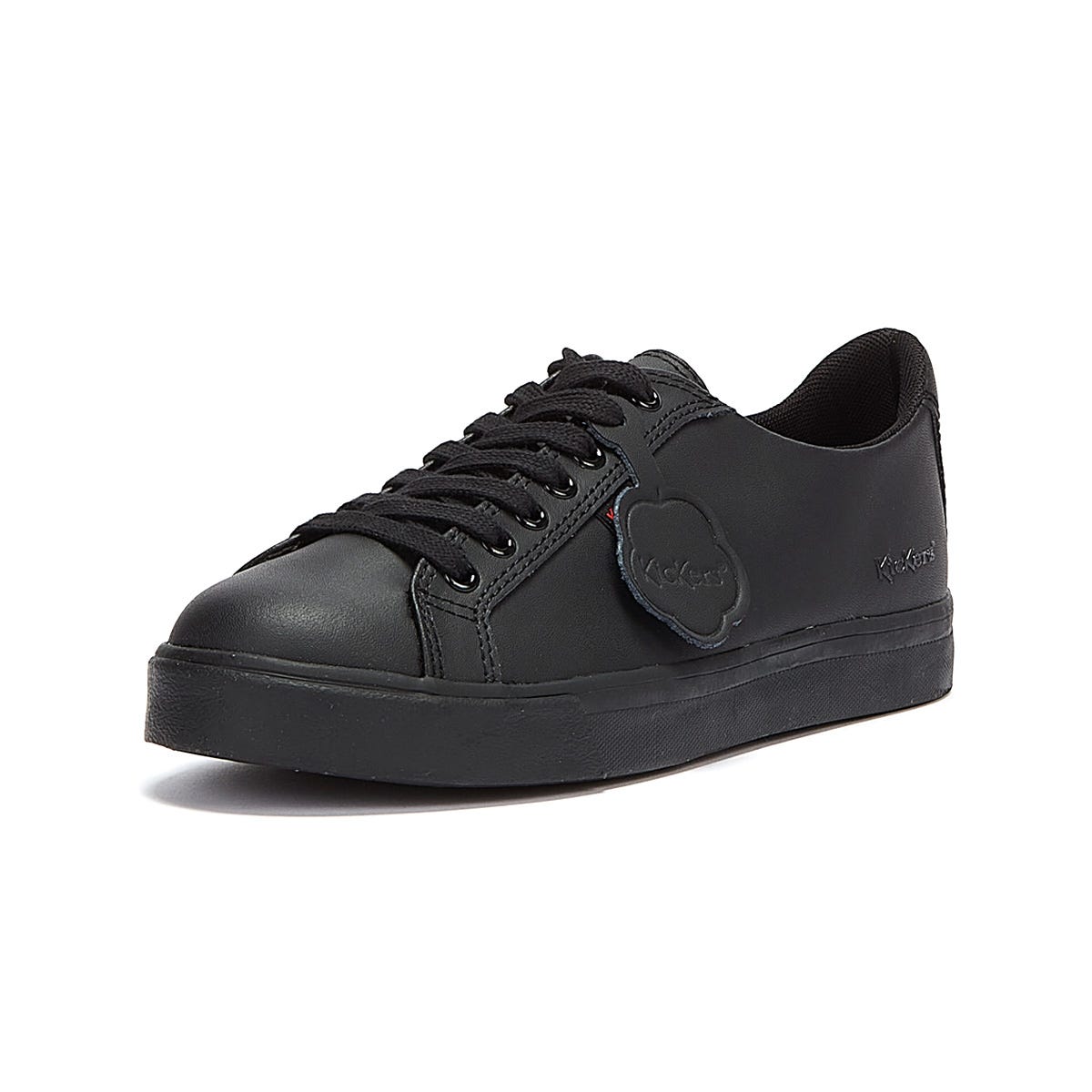 Kickers Tovni Lacer Youth Black Leather Trainer